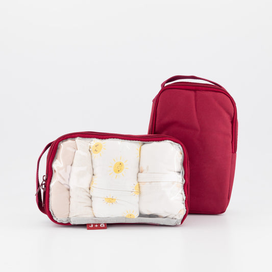 Essential Duo Pouch Bundle – Clear + Insulated (Burgundy)