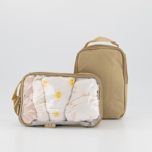 Essential Duo Pouch Bundle – Clear + Insulated (Sandy Beige)